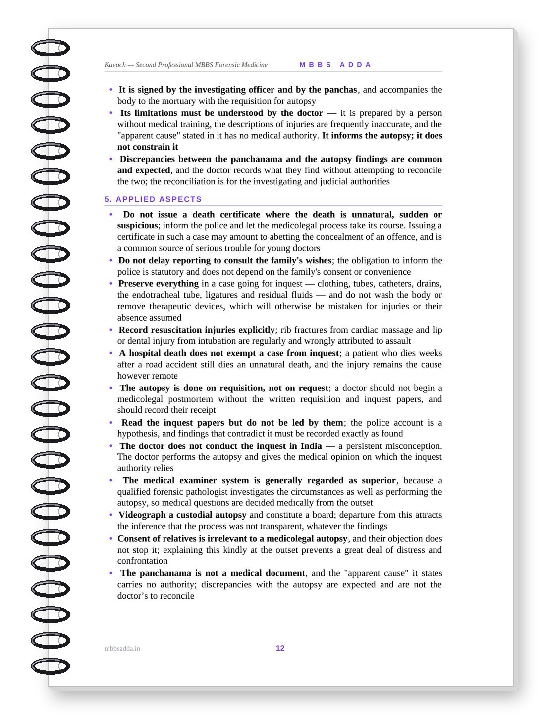 Kavach Forensic Medicine — Sample Chapter Page (Tables & Clinical Pearls)